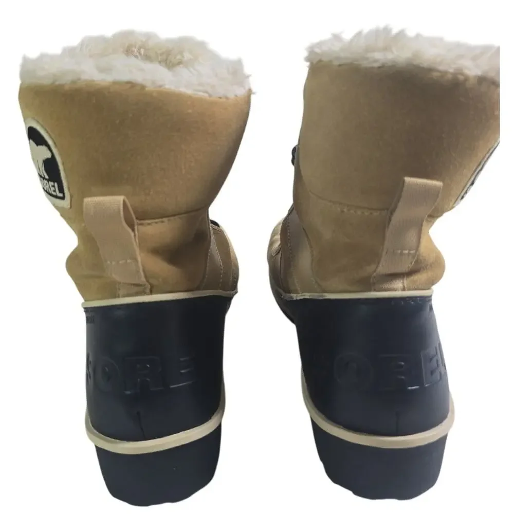 Sorel Tivoli II Waterproof Duck Fleece Leather Winter Boots Shoes Womens 9 Tan